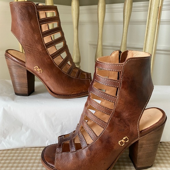 Bed Stu Brown Leather Heeled Sandals - Picture 1 of 8
